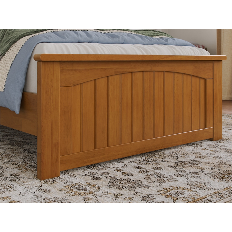 Pemberly Row Twin XL Platform Bed with Matching Footboard - Light Toffee