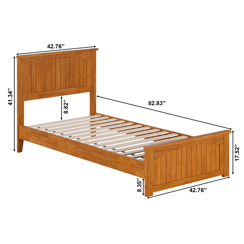 Pemberly Row Twin XL Platform Bed with Matching Footboard - Light Toffee