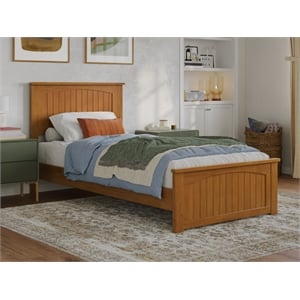 Pemberly Row Twin XL Platform Bed with Matching Footboard - Light Toffee