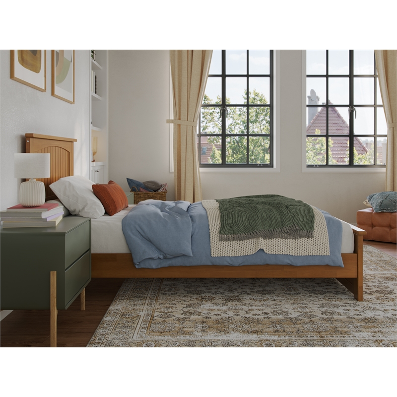 Pemberly Row Twin XL Platform Bed with Matching Footboard - Light Toffee