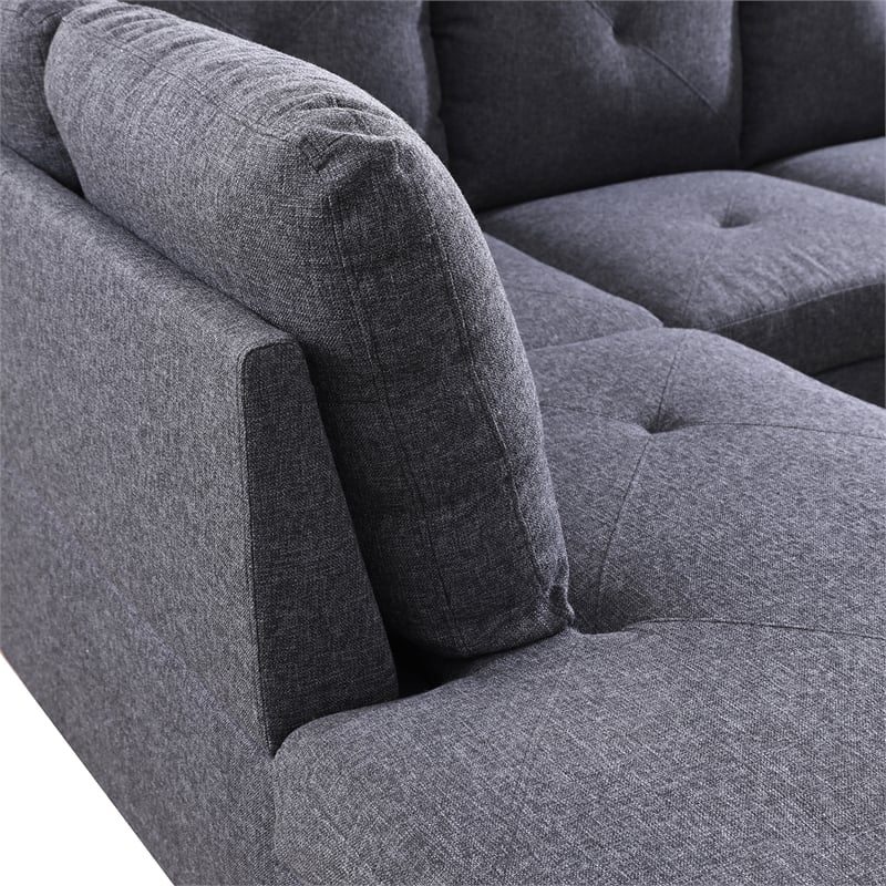 Pemberly Row 2 piece sectional sofa Black Gray Material-Linen