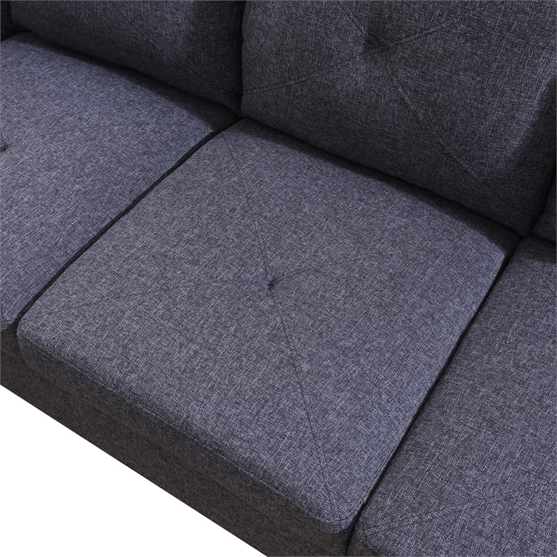 Pemberly Row 2 piece sectional sofa Black Gray Material-Linen