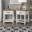 Pemberly Row Wood Nightstand with 1 Drawer and Shelf Set of 2 Ivory
