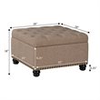 Pemberly Row Square Ottoman Coffee Table with Storage in Beige Fabric
