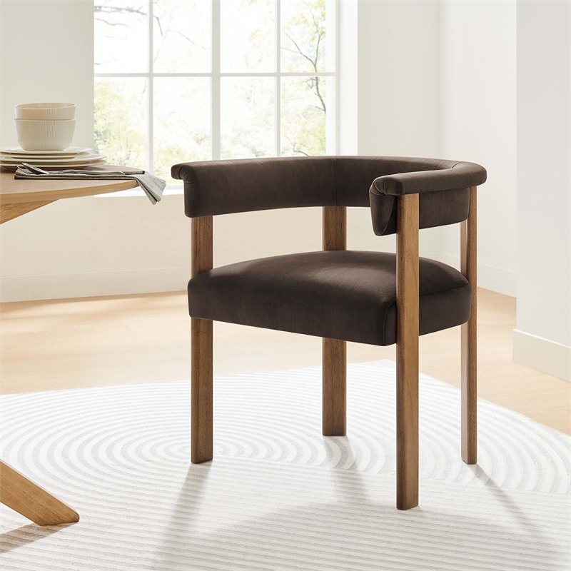 Pemberly Row Performance Velvet Barrel Dining Chairs - Set of 2