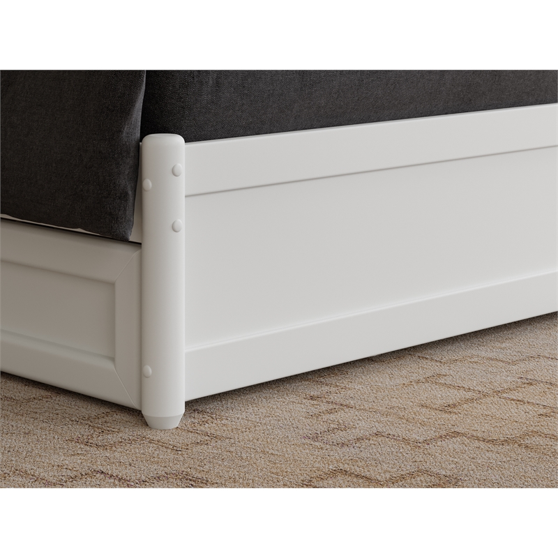 Pemberly Row Felicity Full Wood Platform Bed and Twin Trundle in White