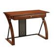 Pemberly Row Computer Desk in Medium Brown Oak with Black Accents in Wood