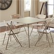 Pemberly Row 5 Piece Vinyl Folding Table Set in Antique Linen