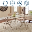 Pemberly Row 5 Piece Vinyl Folding Table Set in Antique Linen