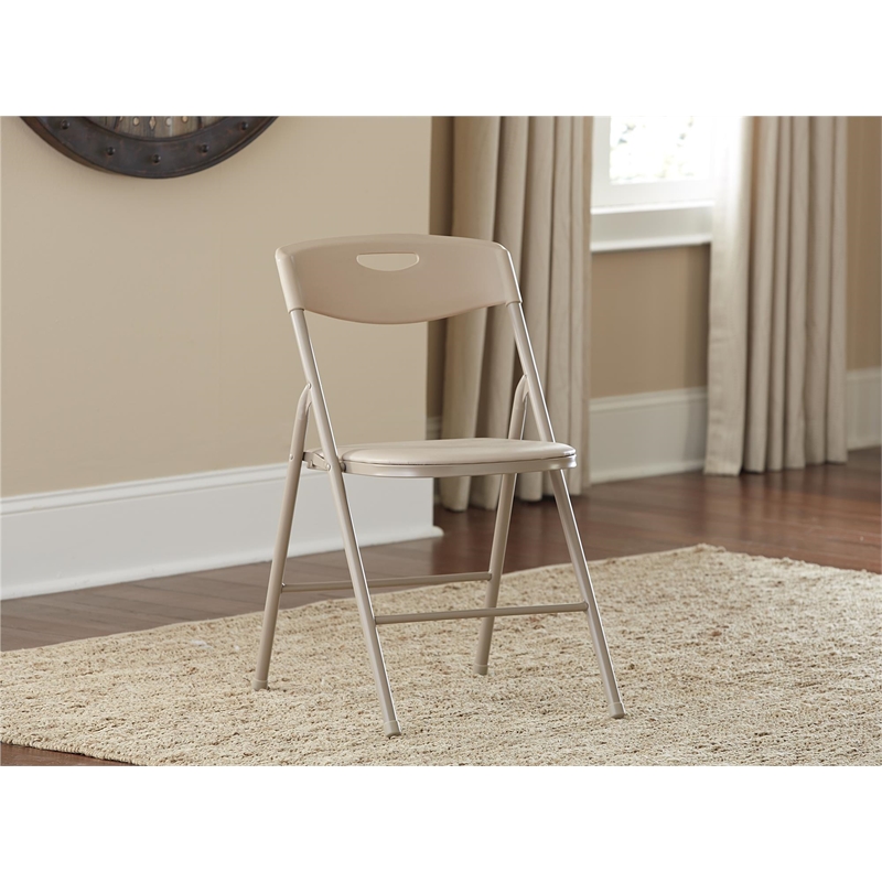 Pemberly Row 5 Piece Vinyl Folding Table Set in Antique Linen
