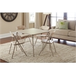 Pemberly Row 5 Piece Vinyl Folding Table Set in Antique Linen