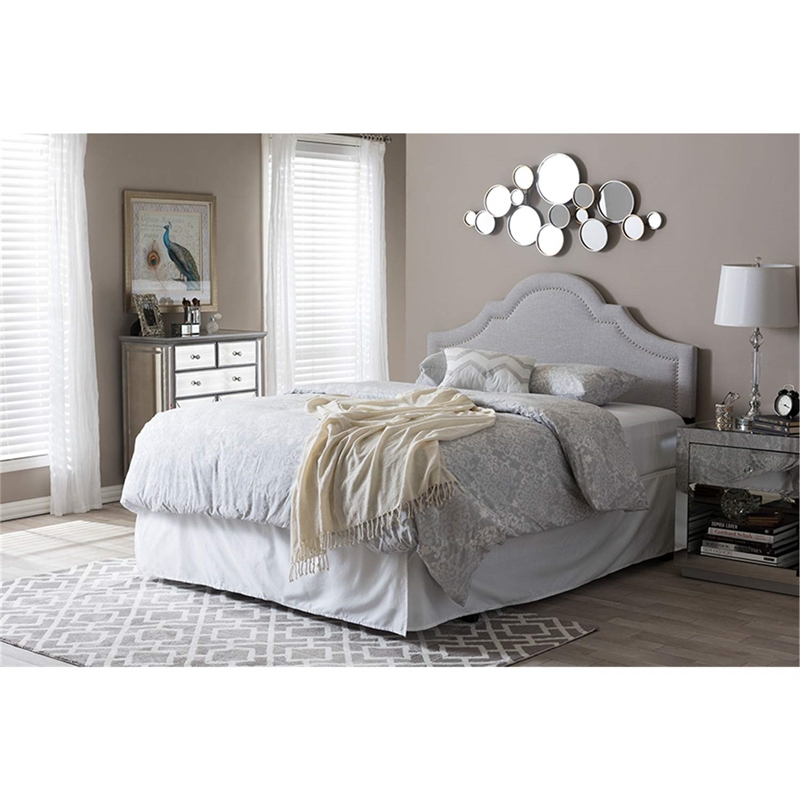Pemberly Row Modern Upholstered King Headboard in Grayish Beige