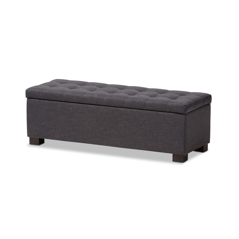 Pemberly Row Modern / Contemporary Storage Bench in Dark Gray