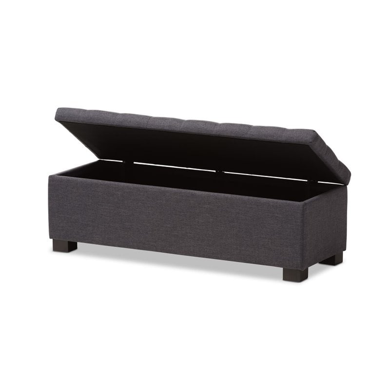 Pemberly Row Modern / Contemporary Storage Bench in Dark Gray