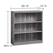 Pemberly Row Modern / Contemporary 3 Shelf Bookcase in Gray Steel