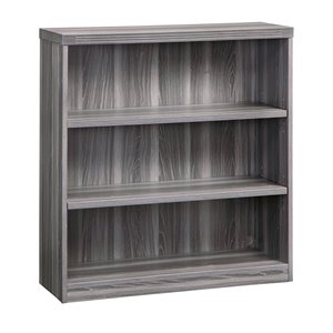 Pemberly Row Modern / Contemporary 3 Shelf Bookcase in Gray Steel
