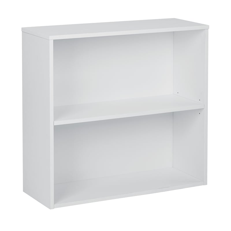 Pemberly Row Modern 30 inch 2 Shelf White Bookcase Engineered Wood