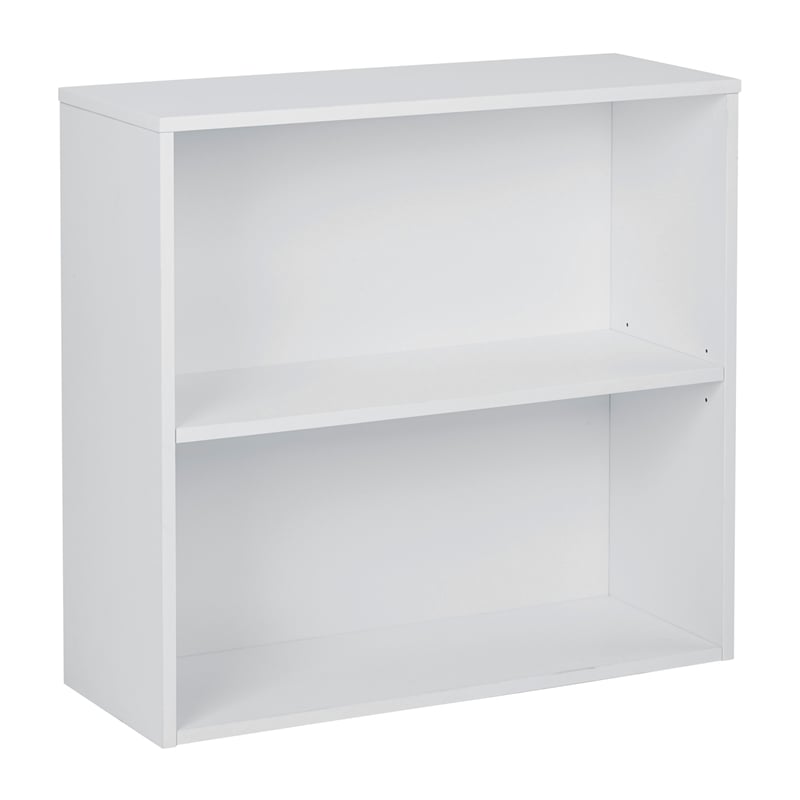 Pemberly Row Modern 30 inch 2 Shelf White Bookcase Engineered Wood