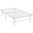 Pemberly Row Modern Stainless Steel Twin Metal Bed Frame in White