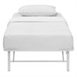 Pemberly Row Modern Stainless Steel Twin Metal Bed Frame in White