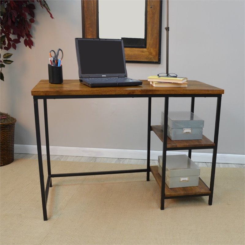 Pemberly Row Modern / Contemporary Desk in Chestnut and Black