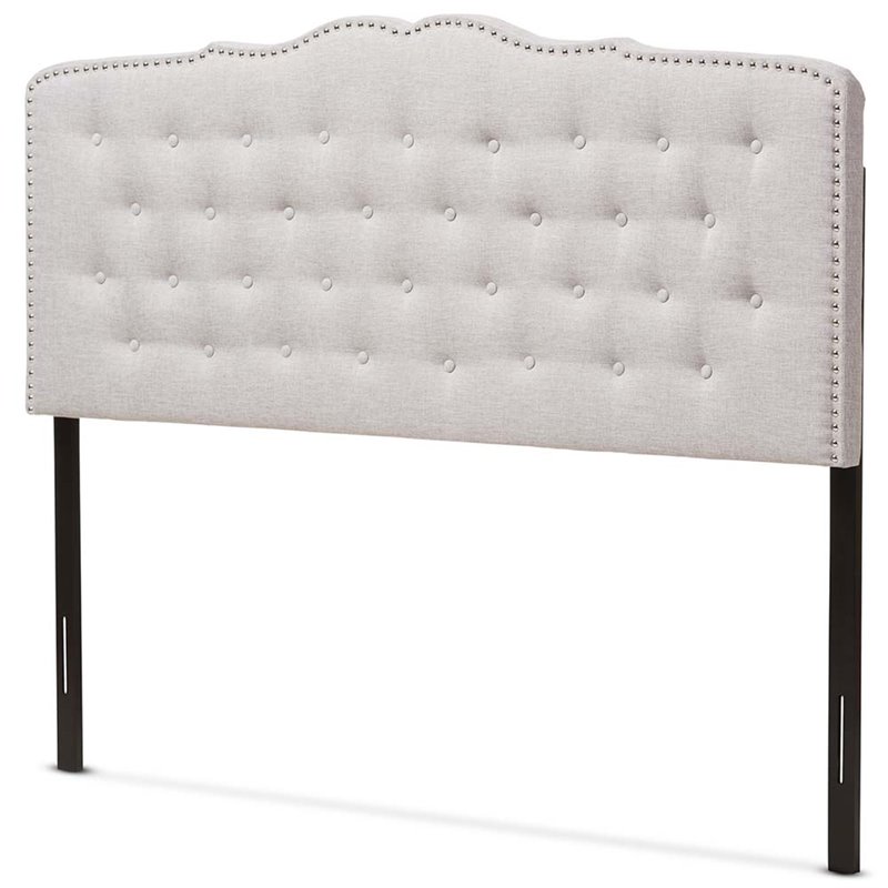 Pemberly Row Modern Fabric Tufted Full Headboard in Grayish Beige