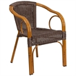 Pemberly Row Rattan Chair Aluminum Frame In Dark Brown and Red Bamboo