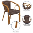 Pemberly Row Rattan Chair Aluminum Frame In Dark Brown and Red Bamboo