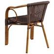 Pemberly Row Rattan Chair Aluminum Frame In Dark Brown and Red Bamboo