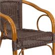 Pemberly Row Rattan Chair Aluminum Frame In Dark Brown and Red Bamboo