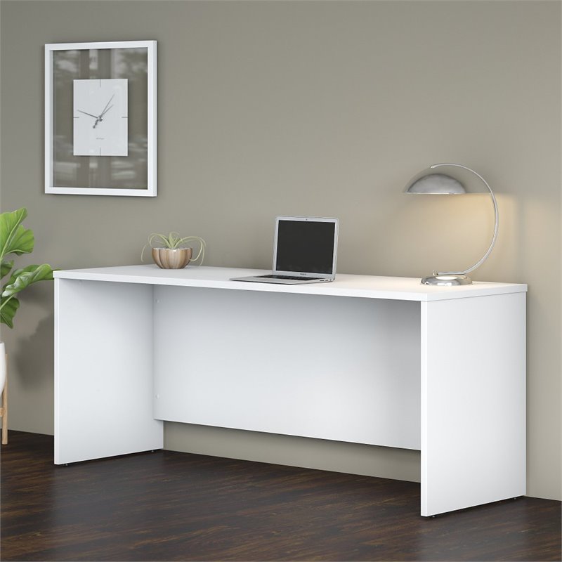Pemberly Row 72W x 24D Credenza Desk in White - Engineered Wood
