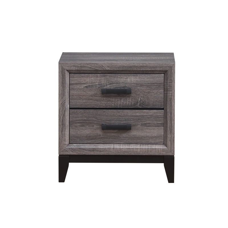 Pemberly Row Modern / Contemporary Gray Wooden 2-Drawer Nightstand