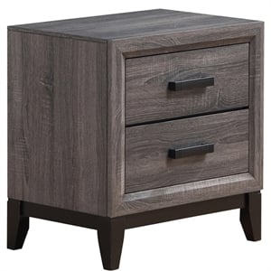 Pemberly Row Modern / Contemporary Gray Wooden 2-Drawer Nightstand