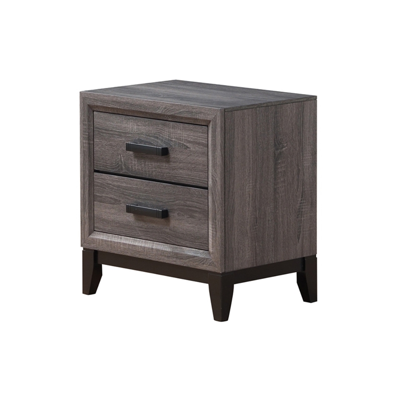 Pemberly Row Modern / Contemporary Gray Wooden 2-Drawer Nightstand