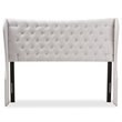 Pemberly Row Modern King Winged Panel Headboard in Grayish Beige