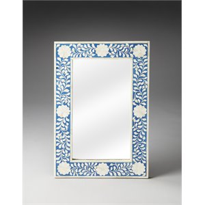 Pemberly Row Modern / Contemporary Blue Bone Inlay Wall Mirror