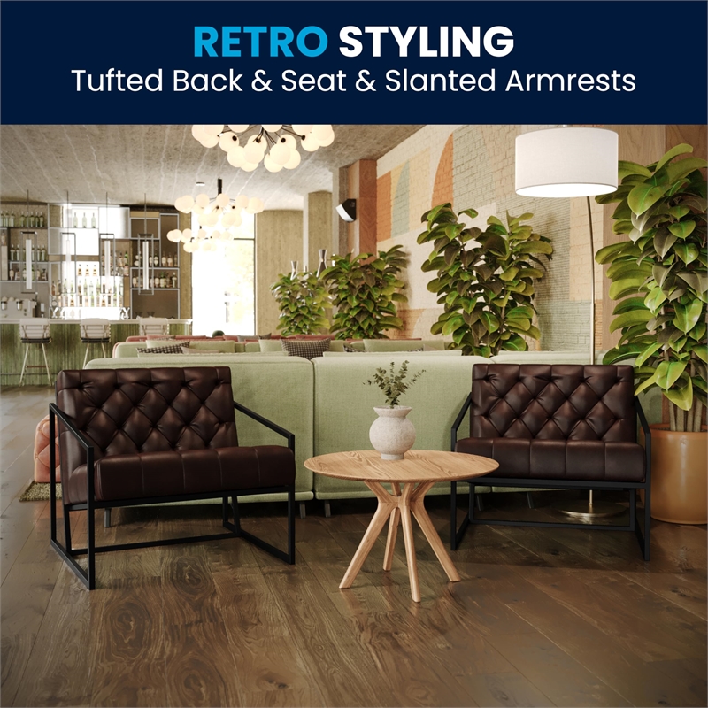 Pemberly Row Modern / Contemporary Leather Tufted Accent Chair