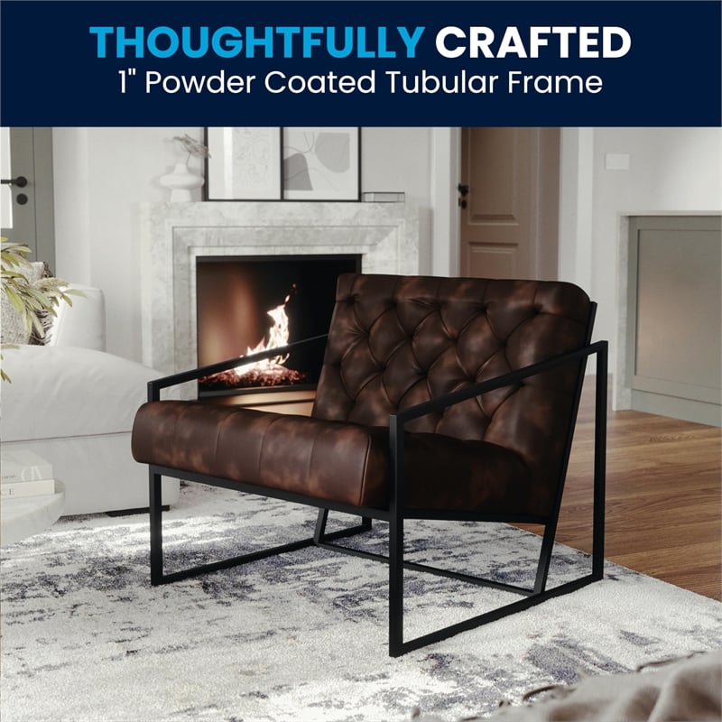 Pemberly Row Modern / Contemporary Leather Tufted Accent Chair