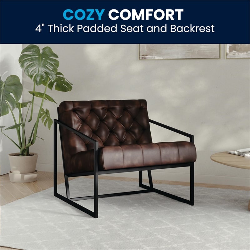 Pemberly Row Modern / Contemporary Leather Tufted Accent Chair