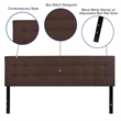 Pemberly Row Modern King Fabric Panel Headboard in Dark Brown