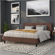 Pemberly Row Modern King Fabric Panel Headboard in Dark Brown