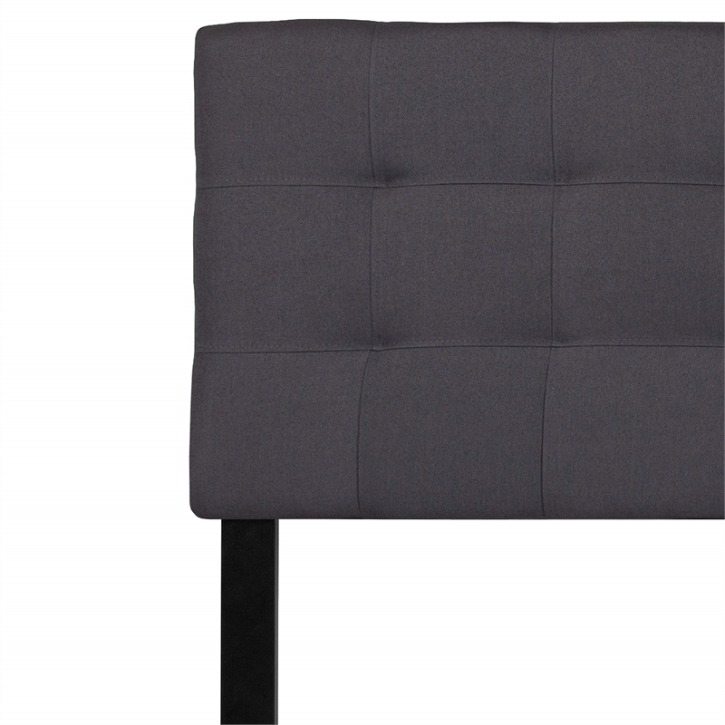 Pemberly Row Modern King Fabric Panel Headboard in Dark Gray