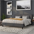 Pemberly Row Modern King Fabric Panel Headboard in Dark Gray