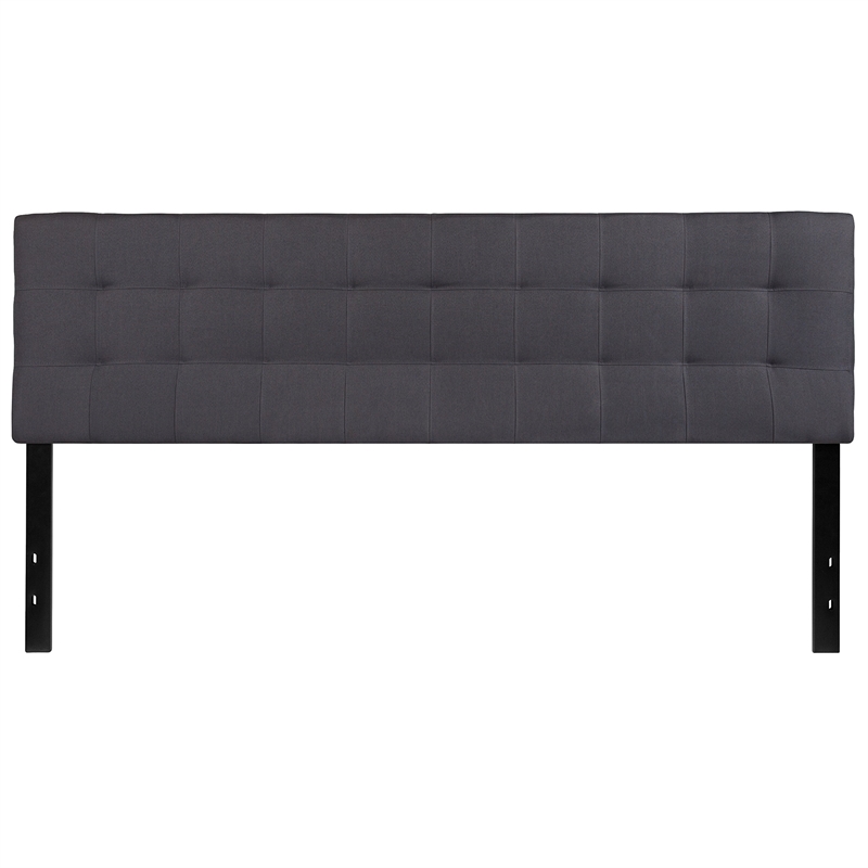 Pemberly Row Modern King Fabric Panel Headboard in Dark Gray