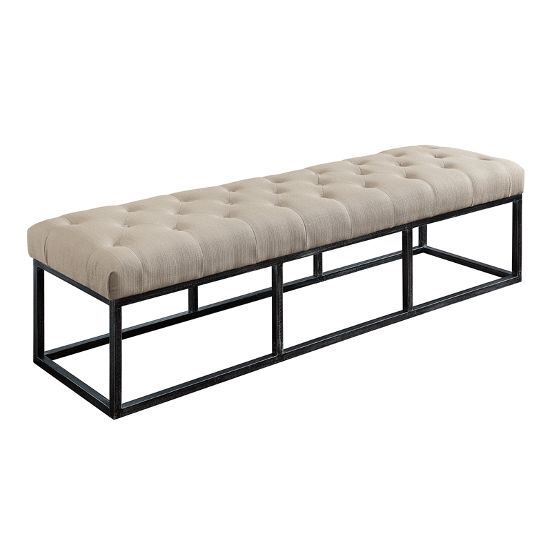 Pemberly Row Modern / Contemporary Tufted Bedroom Bench in Ivory