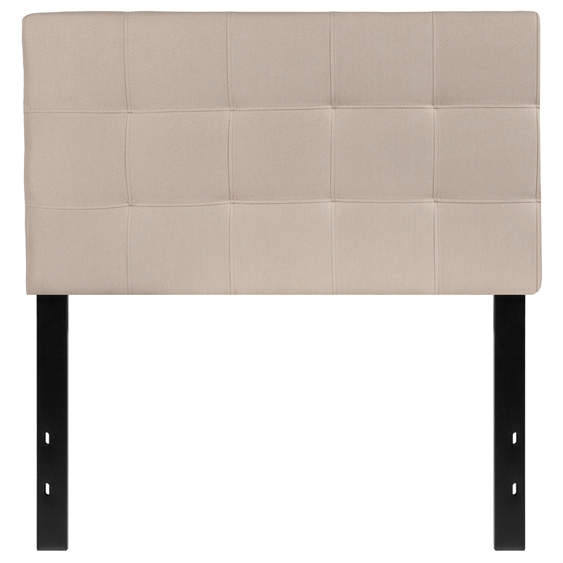 Pemberly Row Contemporary Queen Fabric Panel Headboard in Camel