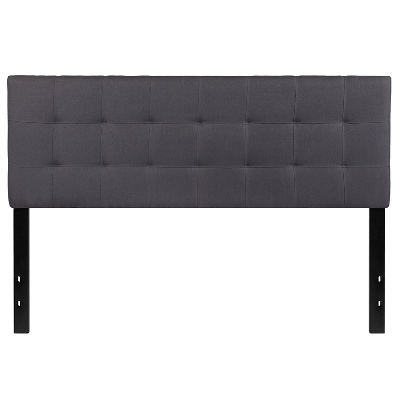 Pemberly Row Modern Queen Fabric Panel Headboard in Dark Gray