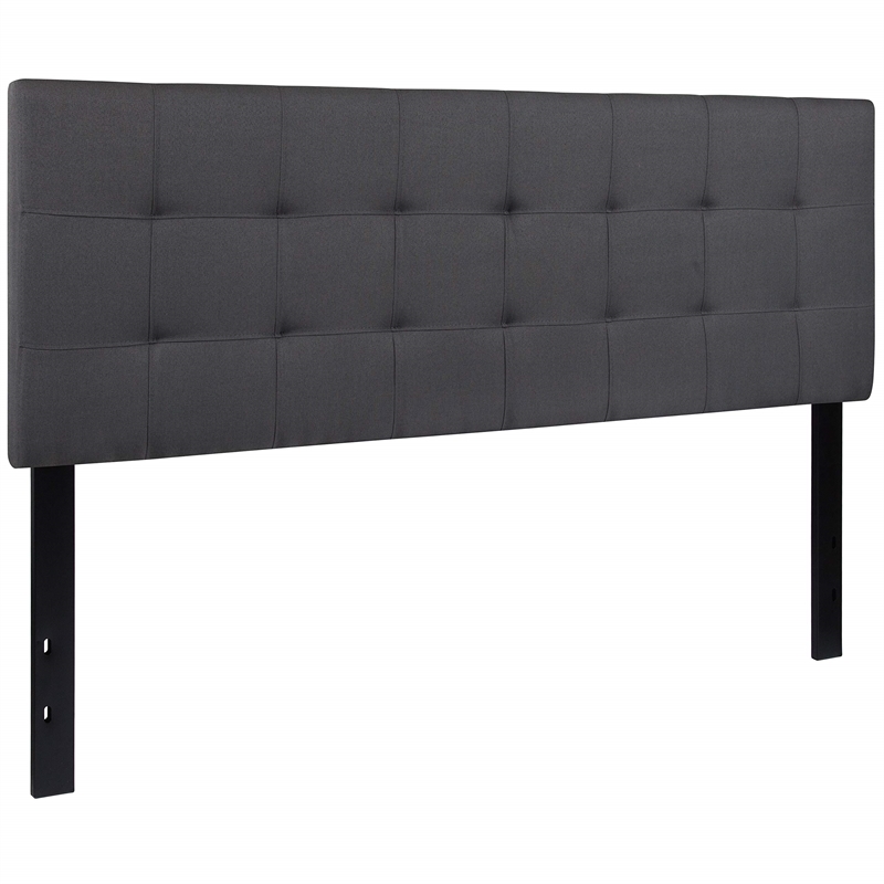 Pemberly Row Modern Queen Fabric Panel Headboard in Dark Gray