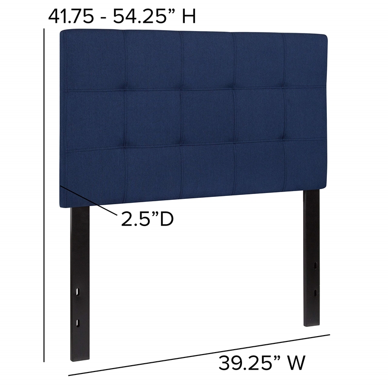 Pemberly Row Contemporary Twin Fabric Panel Headboard in Navy