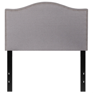 Pemberly Row Modern Upholstered Twin Panel Headboard in Light Gray